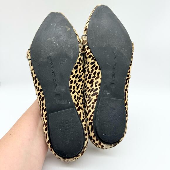 Rebecca Minkoff Ira Studded Calf Hair Pointed Toe Flats Cheetah Print Sz 9 Glam - Picture 10 of 14